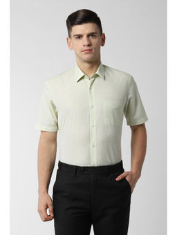 Peter England - Men Green Polyester Blend Regular Fit Shirt