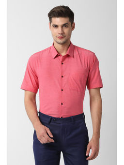 Peter England - Men Pink Cotton Regular Fit Shirt