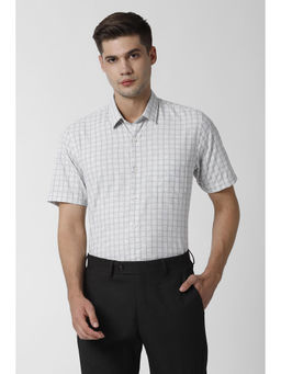 Peter England - Men White Polyester Blend Regular Fit Shirt