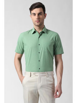 Peter England - Men Green Cotton Blend Regular Fit Shirt