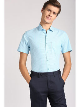 Peter England - Men Blue Cotton Blend Slim Fit Shirt