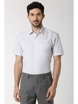 Peter England - Men Grey Cotton Slim Fit Shirt