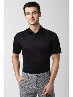 Peter England - Men Black Cotton Slim Fit Shirt