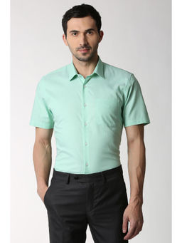 Peter England - Men Green Cotton Blend Slim Fit Shirt