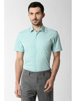 Peter England - Men Green Cotton Slim Fit Shirt