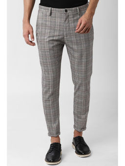 Peter England - Men Grey Polyester Blend Slim Fit Trouser