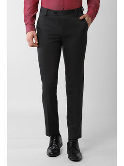 Peter England - Men Black Polyester Blend Slim Fit Trouser