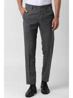 Peter England - Men Grey Polyester Blend Slim Fit Trouser