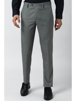 Peter England - Men Grey Polyester Blend Slim Fit Trouser