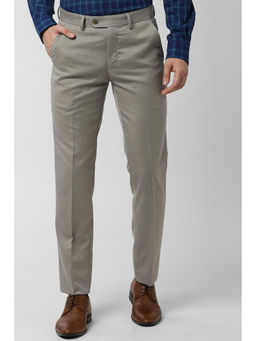 Peter England - Men Brown Polyester Blend Slim Fit Trouser