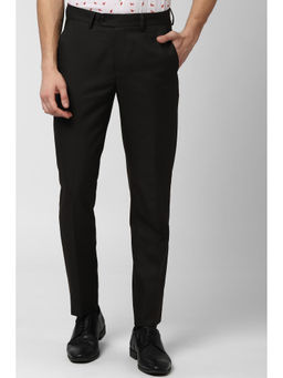 Peter England - Men Black Polyester Blend Slim Fit Trouser