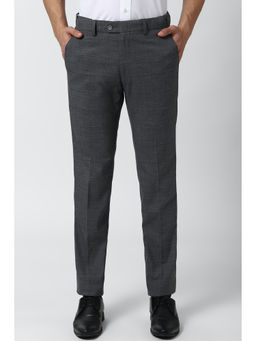 Peter England - Men Grey Polyester Blend Slim Fit Trouser