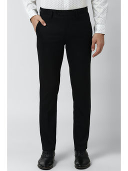 Peter England - Men Black Polyester Slim Fit Trouser
