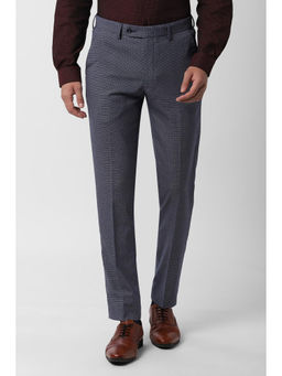 Peter England - Men Blue Polyester Blend Slim Fit Trouser