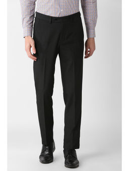 Peter England - Men Black Polyester Blend Regular Fit Trouser