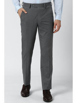 Peter England - Men Grey Polyester Blend Regular Fit Trouser