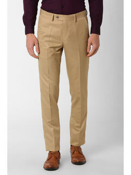 Peter England - Men Khaki Polyester Blend Regular Fit Trouser