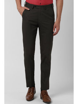 Peter England - Men Brown Polyester Blend Regular Fit Trouser