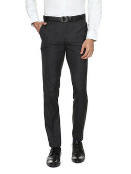 Peter England - Men Grey Polyester Blend Regular Fit Trouser