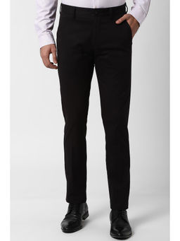 Peter England - Men Black Cotton Blend Super Slim Fit Trouser