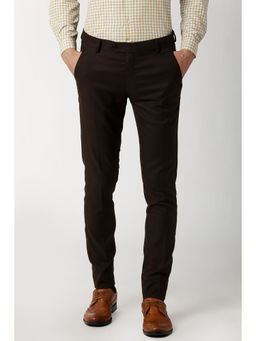 Peter England - Men Brown Polyester Blend Slim Fit Trouser