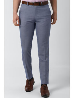 Peter England - Men Blue Polyester Blend Slim Fit Trouser