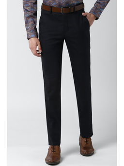 Peter England - Men Navy Blue Polyester Blend Slim Fit Trouser