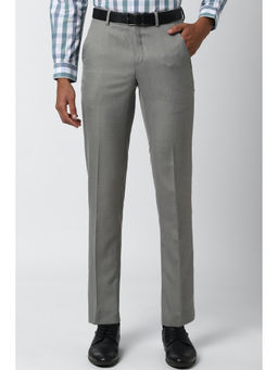Peter England - Men Grey Polyester Blend Slim Fit Trouser