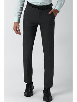 Peter England - Men Grey Polyester Blend Slim Fit Trouser