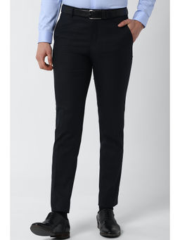 Peter England - Men Black Cotton Blend Slim Fit Trouser