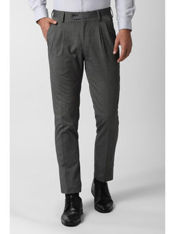 Peter England - Men Grey Polyester Blend Regular Fit Trouser