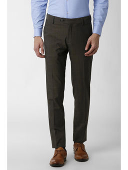 Peter England - Men Black Cotton Slim Fit Trouser