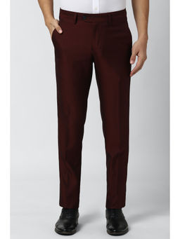 Peter England - Men Maroon Terylene Slim Fit Trouser