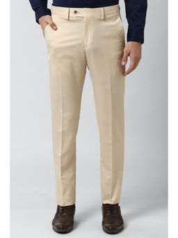 Peter England - Men Cream Terylene Slim Fit Trouser