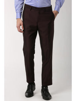 Peter England - Men Maroon Terylene Regular Fit Trouser