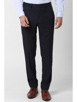 Peter England - Men Navy Blue Terylene Regular Fit Trouser