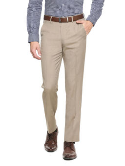 Peter England - Men Beige Terylene Regular Fit Trouser