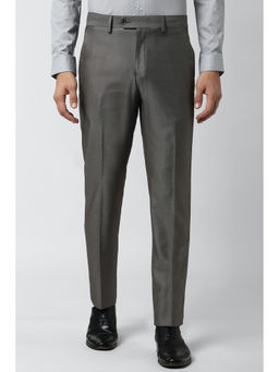 Peter England - Men Grey Cotton Blend Regular Fit Trouser