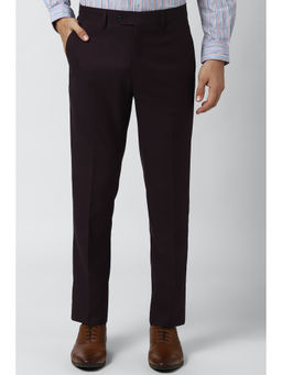 Peter England - Men Maroon Terylene Regular Fit Trouser
