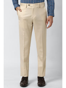 Peter England - Men Cream Terylene Regular Fit Trouser