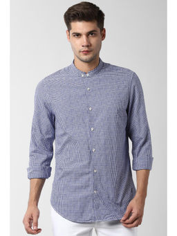 Peter England - Men Blue Cotton Slim Fit Shirt