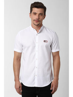 Peter England - Men White Cotton Blend Slim Fit Shirt