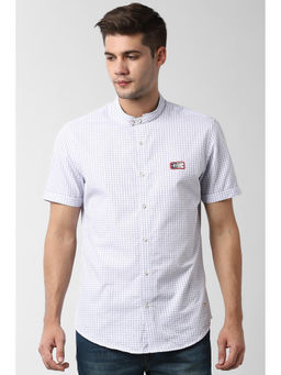 Peter England - Men Blue Cotton Blend Slim Fit Shirt