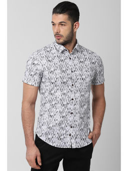 Peter England - Men White Cotton Slim Fit Shirt