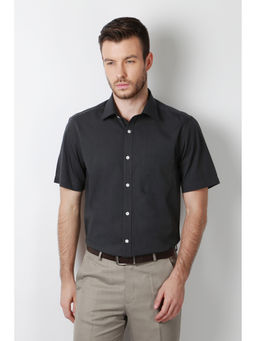 Peter England - Men Grey Cotton Regular Fit Shirt