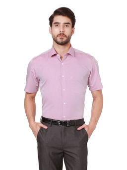 Peter England - Men Pink Cotton Blend Regular Fit Shirt
