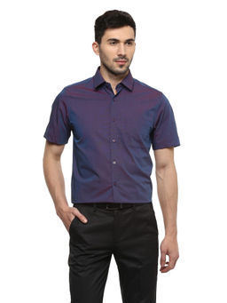 Peter England - Men Purple Cotton Regular Fit Shirt