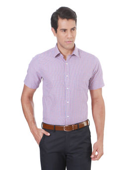 Peter England - Men Blue Polyester Blend Regular Fit Shirt