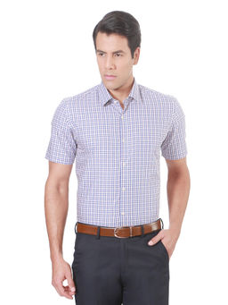 Peter England - Men Blue Cotton Regular Fit Shirt