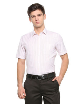 Peter England - Men White Polyester Blend Regular Fit Shirt